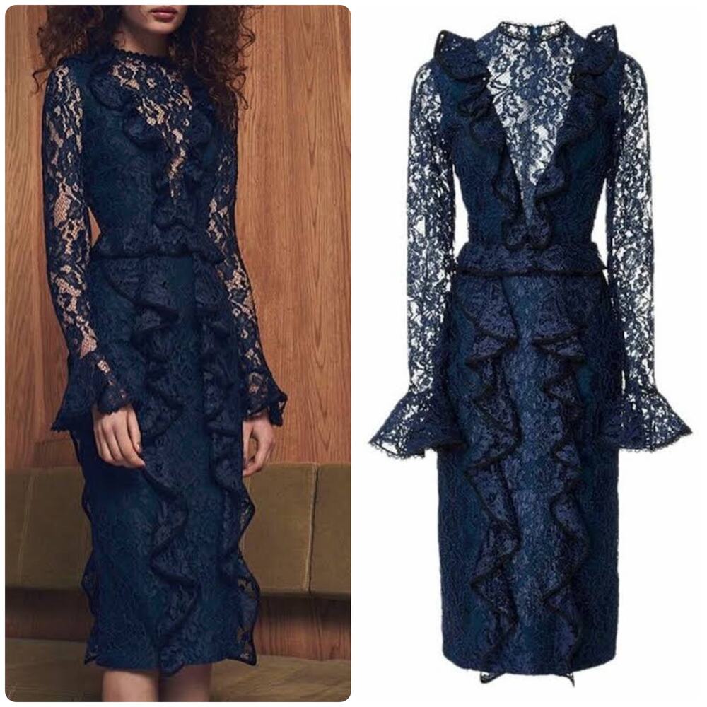 Alexis Mariette Dress in Navy Lace